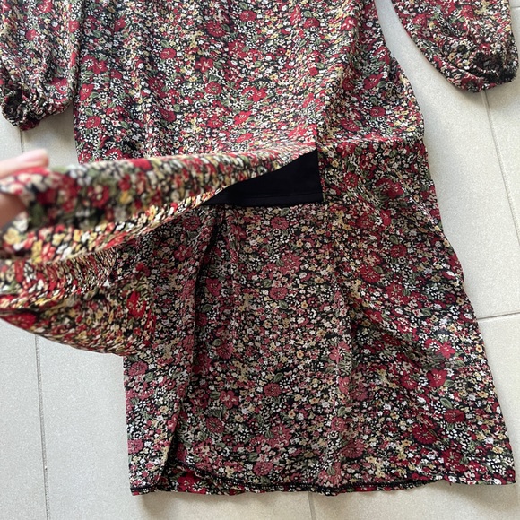 MISSGUIDED PETITE FLORAL LONG SLEVE SLIT MIDI DRESS SIZE 12 - Picture 4 of 11